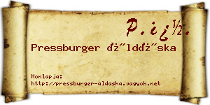 Pressburger Áldáska névjegykártya
